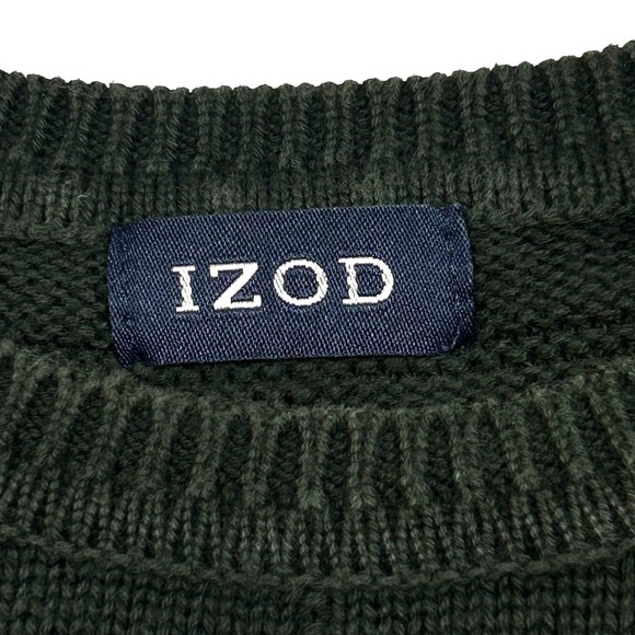 IZOD Sweater Mens Medium Gray Crewneck Windowpane Textured Long Sleeve Cotton - Picture 4 of 12